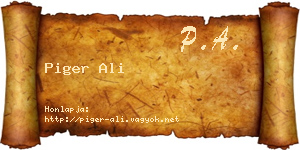 Piger Ali névjegykártya